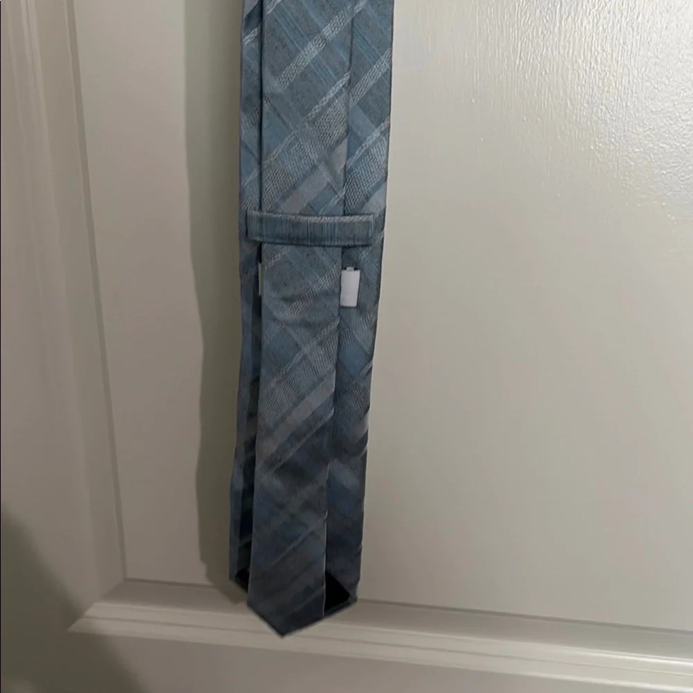 Calvin Klein Blue and White Plaid Tie for Formal Wear